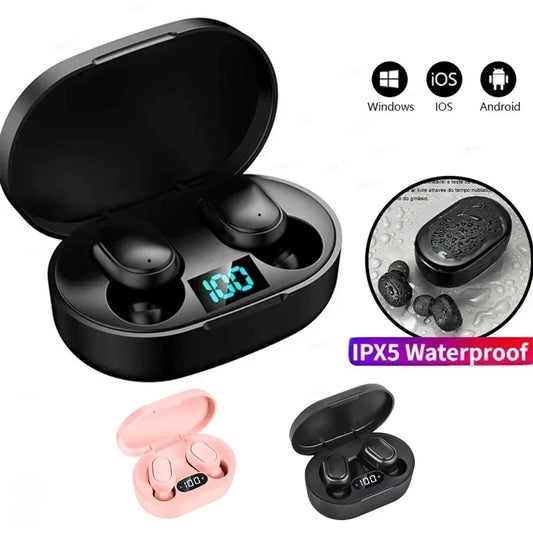 E7S Wireless Bluetooth Headphones with Tech Design, Power Display with Noise Canceling Microphone, Headphones for Car, Working, Sports, Workout, Running