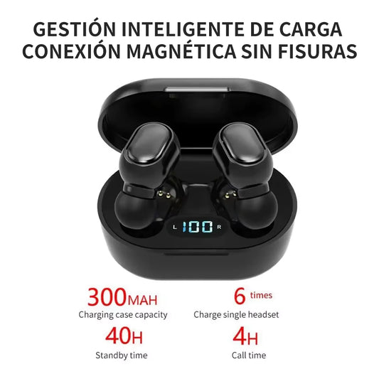 E7S Wireless Bluetooth Headphones with Tech Design, Power Display with Noise Canceling Microphone, Headphones for Car, Working, Sports, Workout, Running